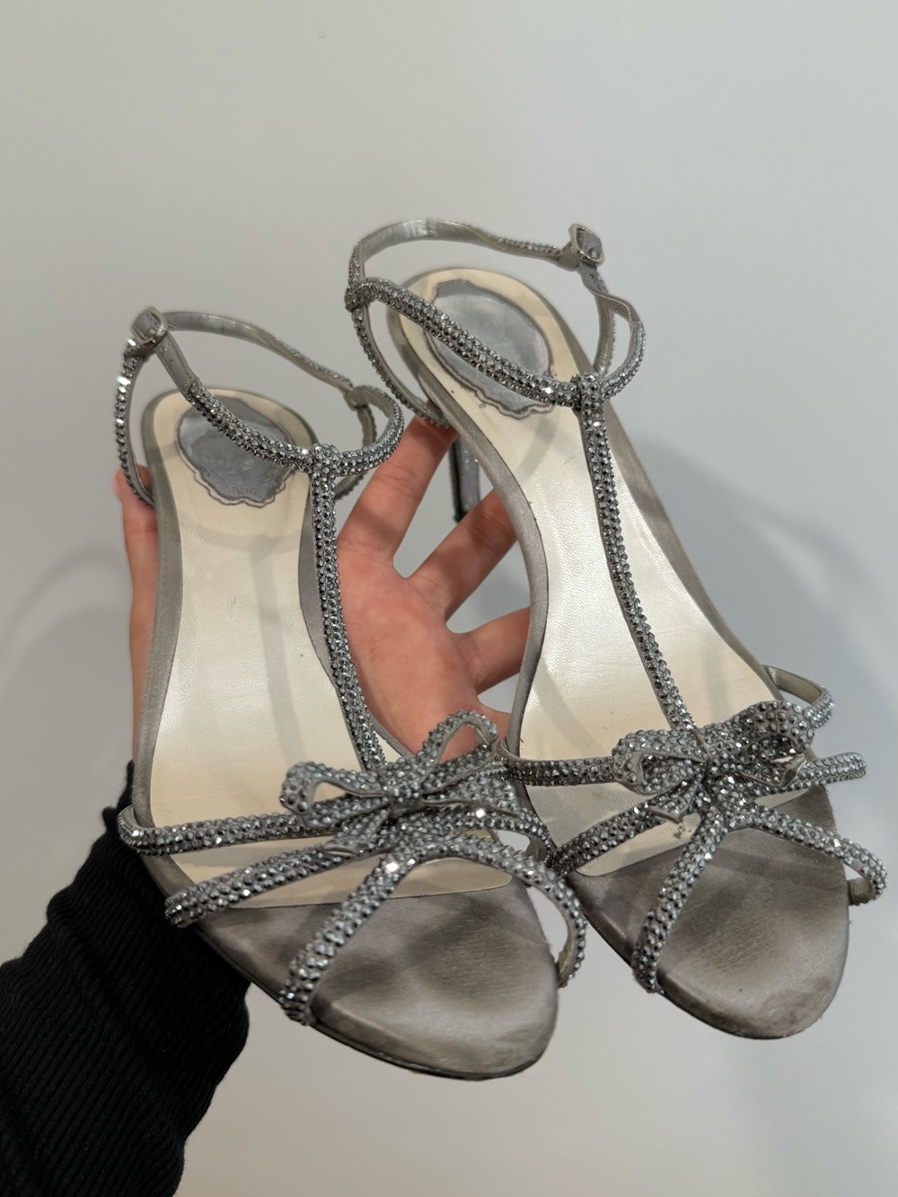 Rene caovilla Silver Strappy Women's Heels
